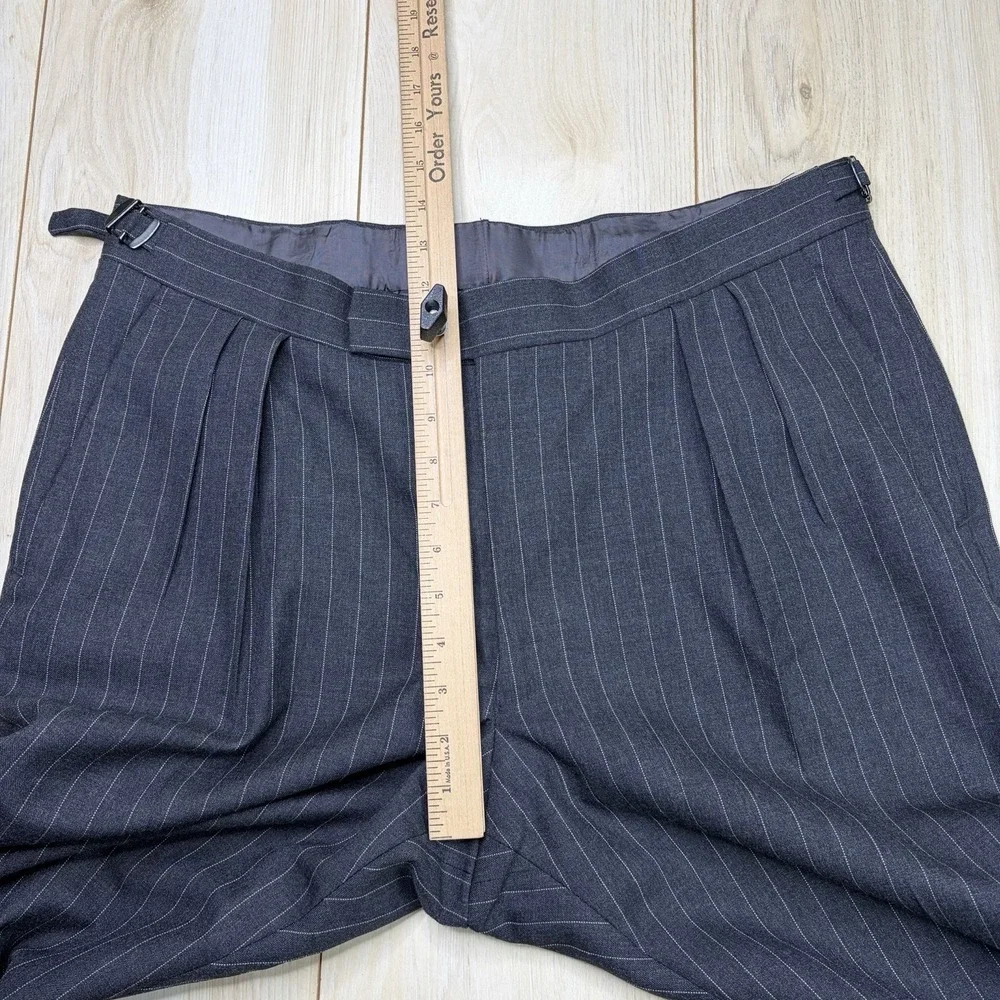 VTG 90s Double Breasted Pinstriped Gray Wool Suit Mens 42S Slim 38x30 ASPERS